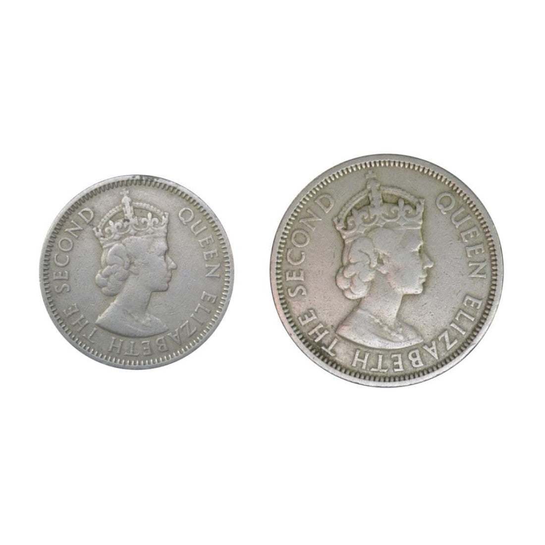 ΠΟΛΙΤΕΙΕΣ ΑΝΑΤΟΛΙΚΗΣ ΚΑΡΑΪΒΙΚΗΣ - 25 & 20 CENTS 1955, VF, KM# 6,7