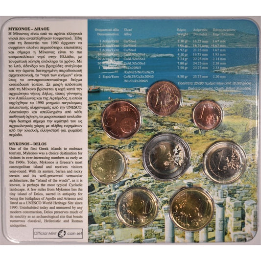 2013 - Blister - Μύκονος,Δήλος, σειρά ευρώ