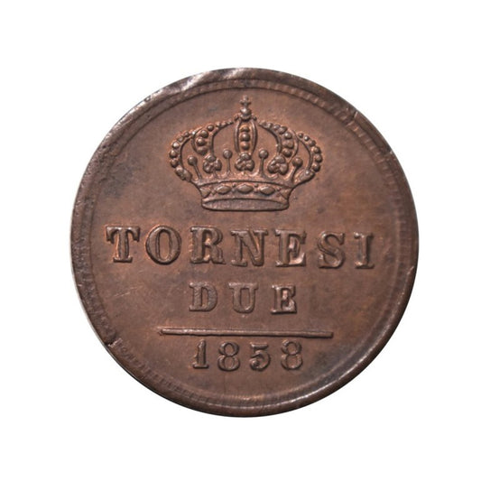 ITALIAN STATES - NAPLES & SICILY, 2 Tornezi 1858, AU-UNC
