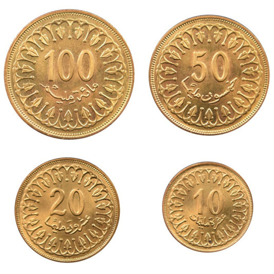 TUNISIA, 10,20,50,100 Millim 1960,1983, UNC, km# 306,307,308,309
