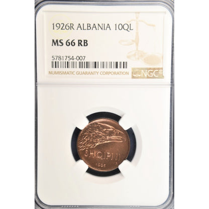 ΑΛΒΑΝΙΑ 10 Qindar Leku 1926 KM 2 MS 66