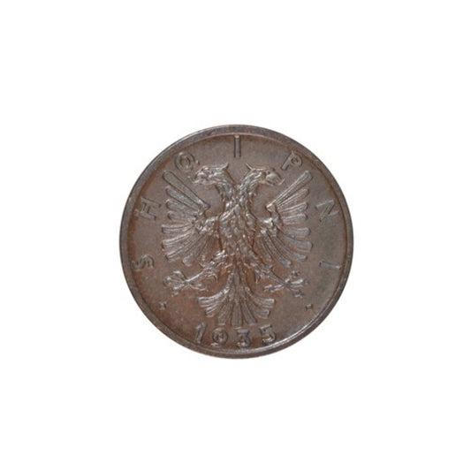 ΑΛΒΑΝΙΑ - 1 Qindar Ar 1935, AU, KM# 14