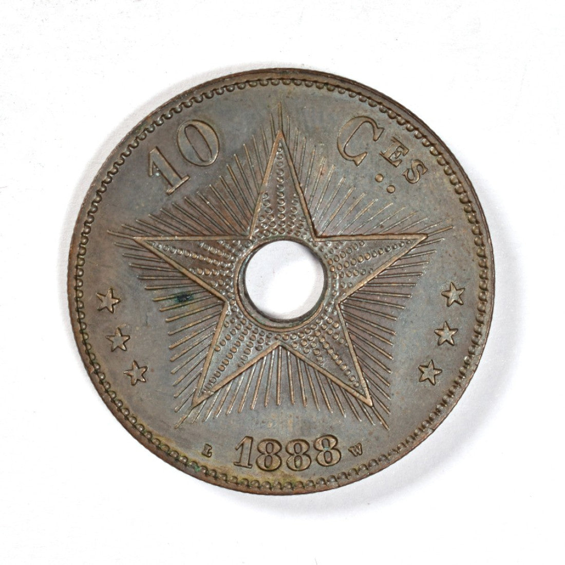 ΒΕΛΓΙΚΟ ΚΟΝΓΚΟ - 10 Centimes 1888, AU-UNC