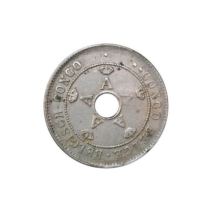 BELGIAN CONGO - 10 Centimes 1928, VF, KM# 18