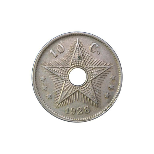 BELGIAN CONGO - 10 Centimes 1928, VF, KM# 18