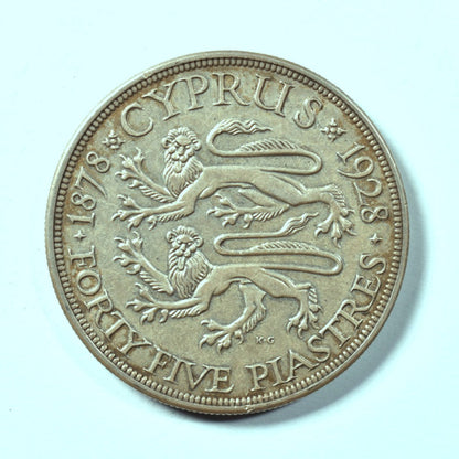 ΚΥΠΡΟΣ - 45 Piastres 1928, VF-XF