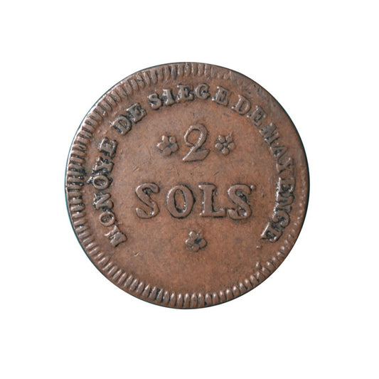 ΓΕΡΜΑΝΙΚΑ ΠΟΛΙΤΕΙΑ - MAINZ, 2 SOLS 1793, VF+