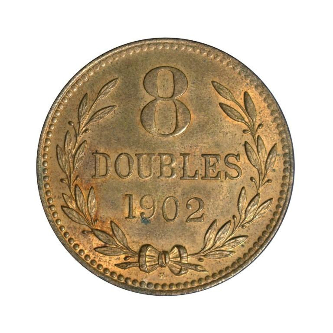 GUERNESEY, 8 Διπλά 1902, KM# 7, Unc