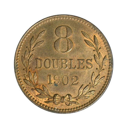 GUERNESEY, 8 Διπλά 1902, KM# 7, Unc