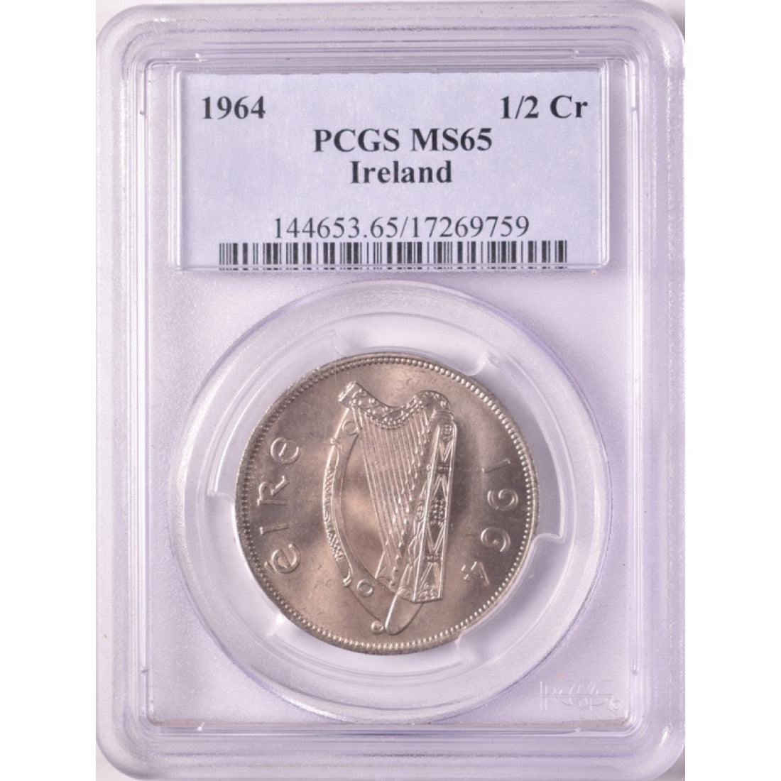 ΙΡΛΑΝΔΙΑ - 1/2 Crown 1964, BU, PCGS MS65