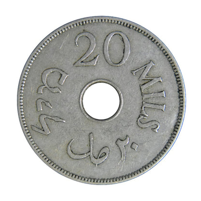 PALESTINE, 20 Mils 1935, VF+