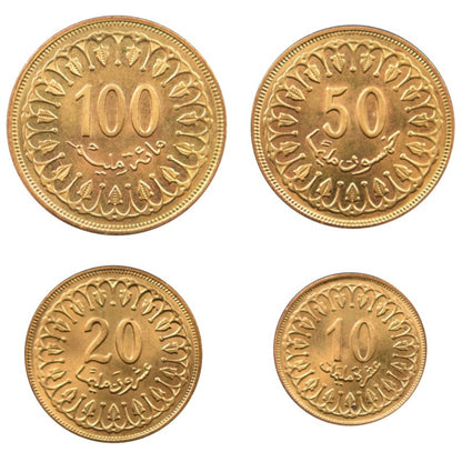 TUNISIA, 10,20,50,100 Millim 1960,1983, UNC, km# 306,307,308,309