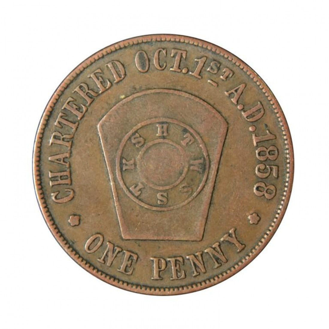 ΗΠΑ, 1858 Masonic Penny Token, Κεφάλαιο Ουάσιγκτον, Σικάγο